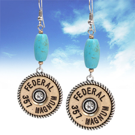 Turquoise & Crystal Shotgun Shell Earrings