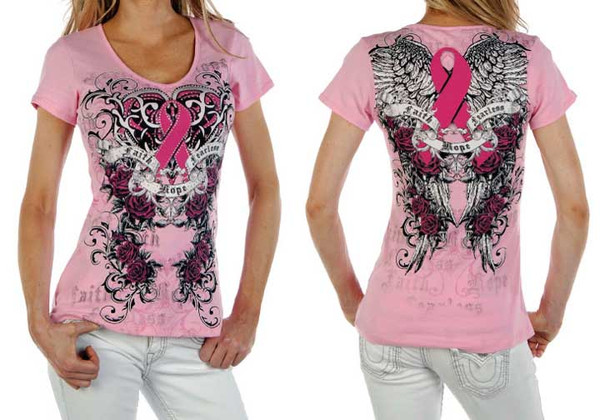 Pink Cancer Ribbon Shirt with faith/hope/fearless