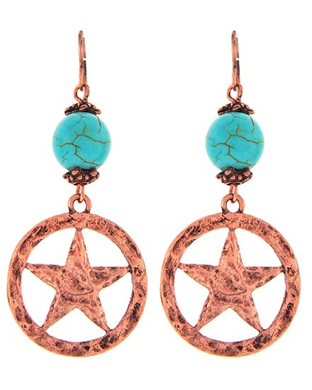 Copper Ranger Star Turquoise Earrings