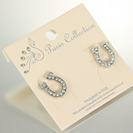 Horseshoe Post CZ Earrings