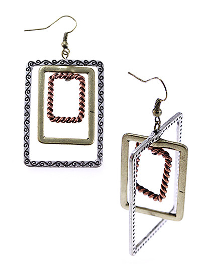Tri Color Dangle Earrings