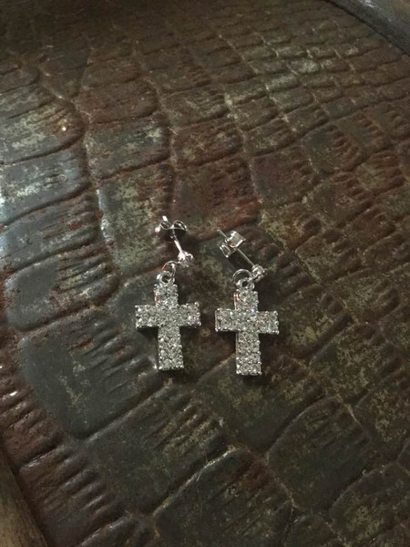 Silver Cross Earring with CZ