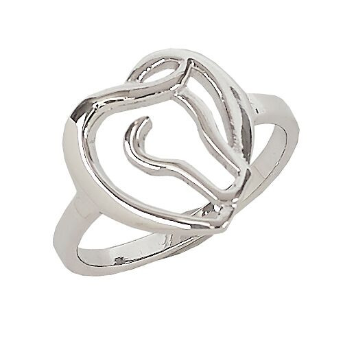 Sterling Silver Horse Head & Heart Ring