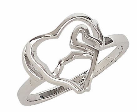 Sterling Silver Horse & Heart Ring Size 7