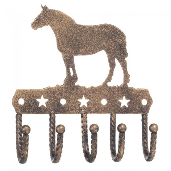 5 Hook Key Rack Black/Bronze Draft Horse