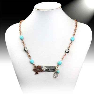 Copper and Turquiose Necklce Faith