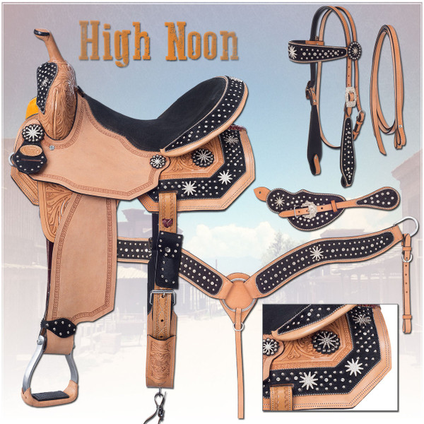 High Noon Black Barrel Racing Saddle Package