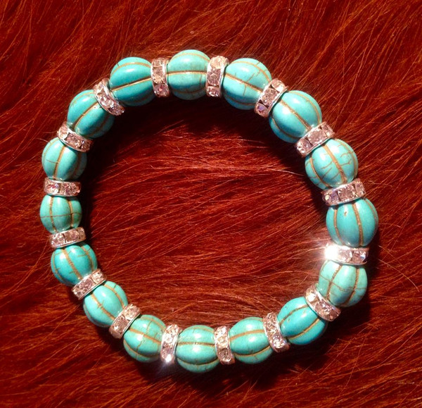Turquoise & Clear Crystals Bracelet