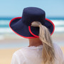 Reversible Ponytail Hat - Berry/Navy Cotton
