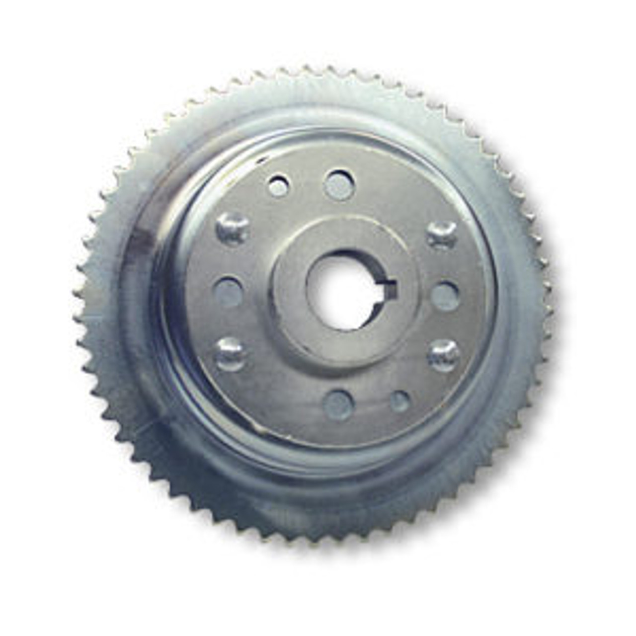 60 Tooth Sprocket For #35 Chain & 4-1/2" Brake Drum, Machined OD (One Piece) Riveted To Mini-Hub, 1-1/4" Bore