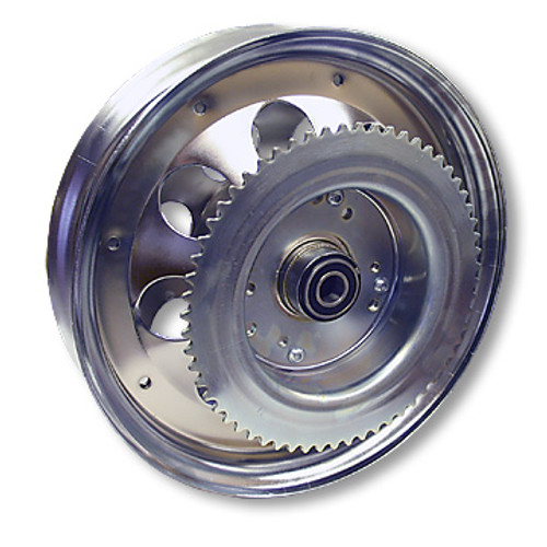 10" Steel Wheel, Chrome Plated, With 5/8" ID Precision Ball Bearings & #35 Sprocket & Drum 60 Tooth