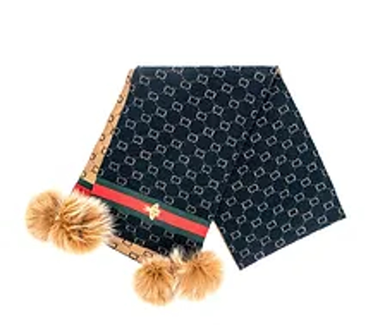 GUCCI Bee ジャガードスカーフ GUCCI GG Bees Motif Jacquard Silk Scarf Neck Bow Beige Pink