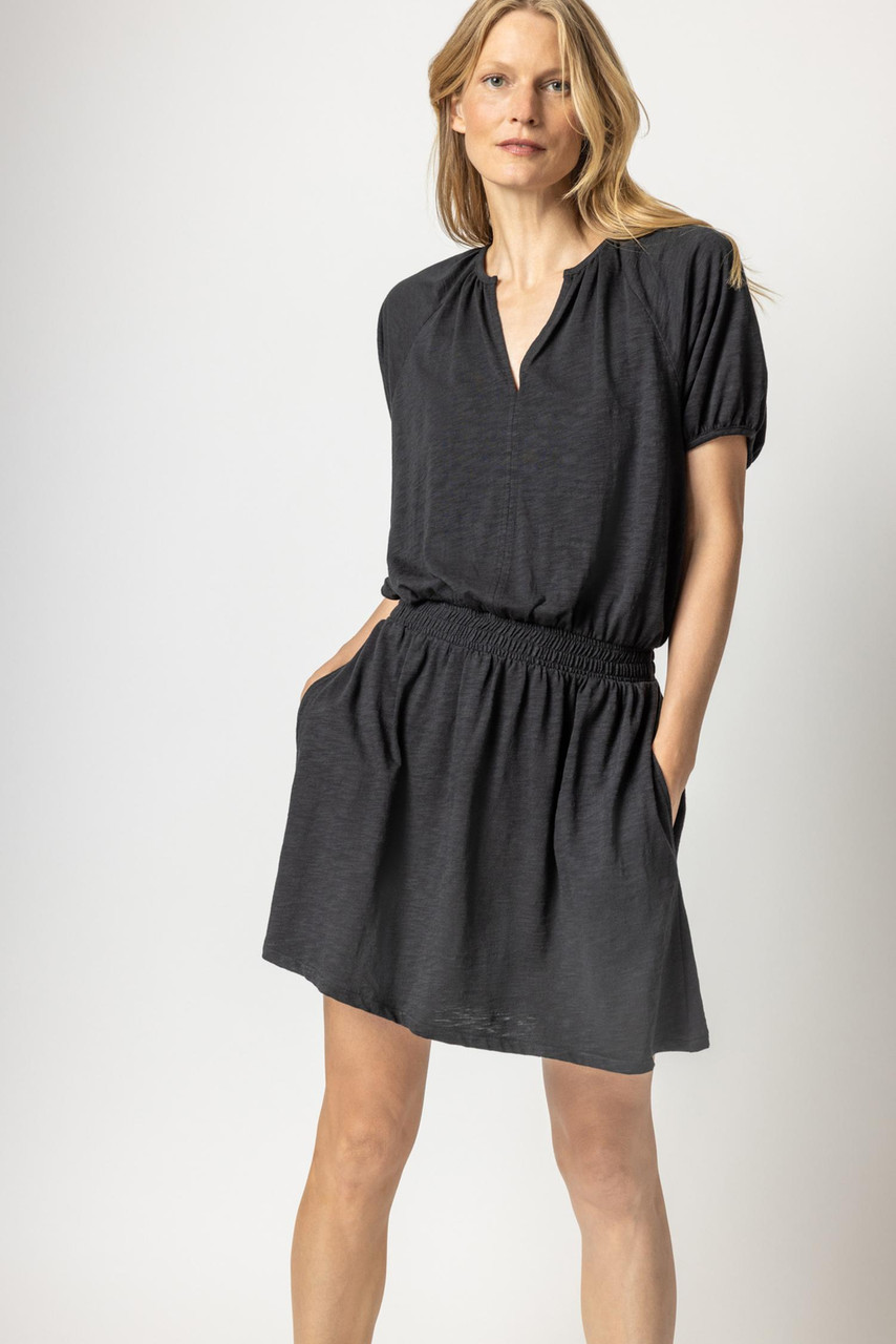 elastic drop waist dress Alexandria Solid Midi Dress