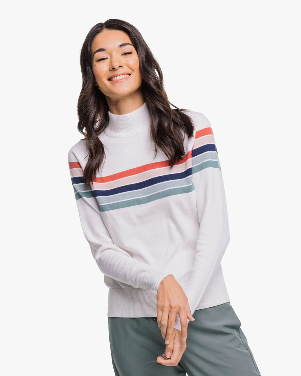 Brynlee Chest Stripe Sweater - Classic White - Lueur