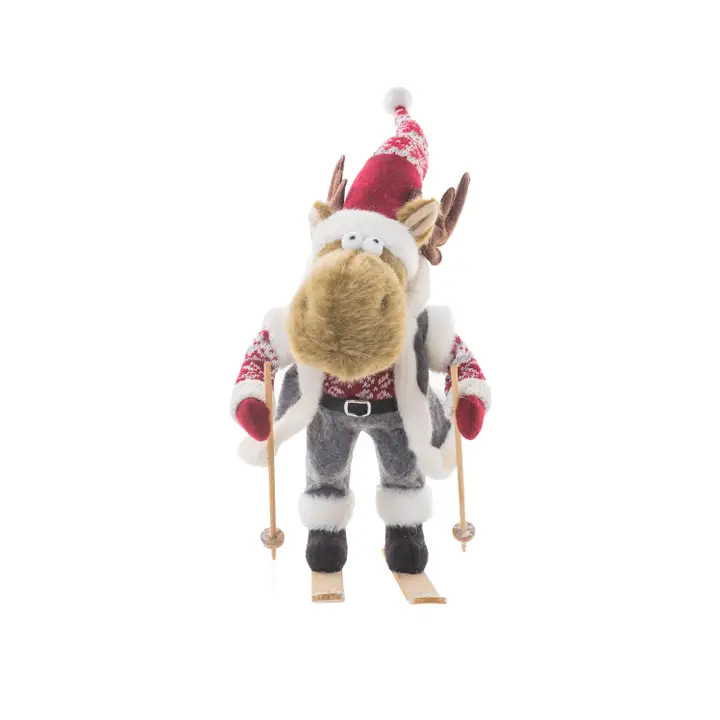 Grey Skiing Googly-Eyed Moose