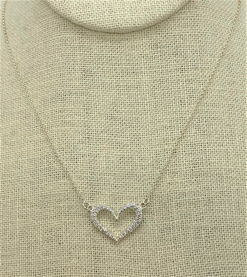 Sterling Silver Cubic Zirconia Pave Heart Helen Wang Necklace, Helen Wang Necklace, Necklace, Jewelry, Helen Wang Cubic Zirconia, Helen Wang silver necklace