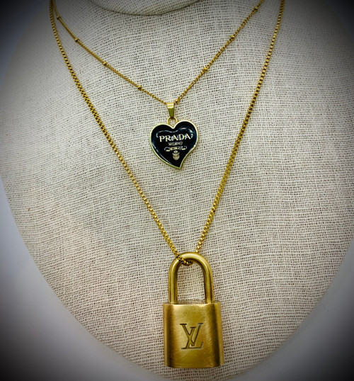 Prada Heart Necklace -  Black