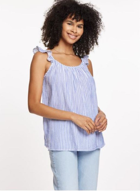 Jordan Cotton Ruffle Tank - Blue Nova