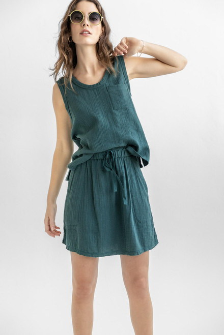 Sleeveless Top with Slits - Sea Moss