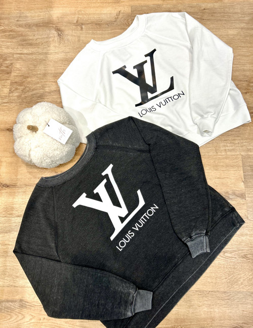 Louis Vuitton White on Vintage Black Sweatshirt
