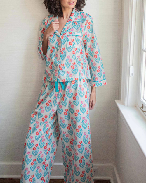 over The Cotton Moon Pajama Set - Block Print Popp