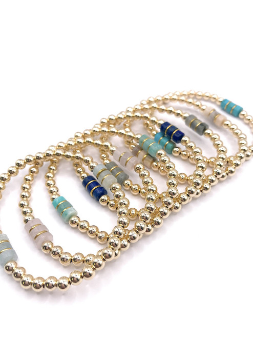 Gemini 14K Gold Bracelet - Rose Quartz
