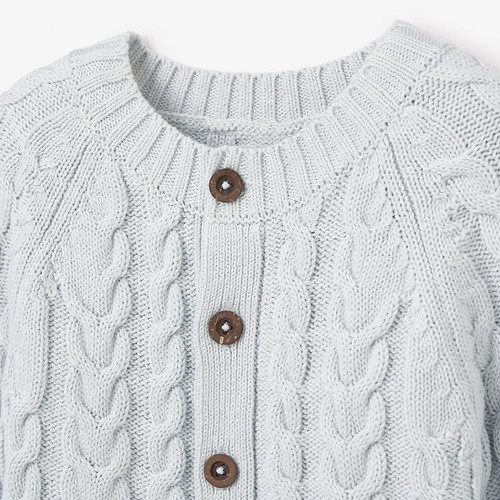 Pale Blue Horseshoe Cable Knit Jumpsuit