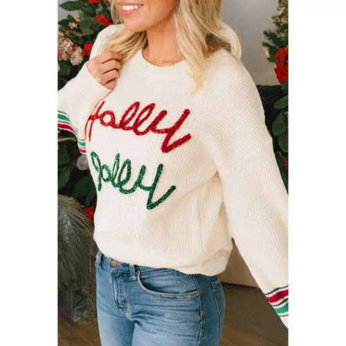 Tinsel Holly Jolly Sweater - Ivory