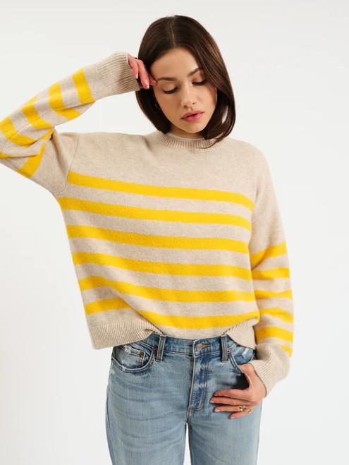 Carlyle Crewneck Sweater-Yellow Cream Stripe