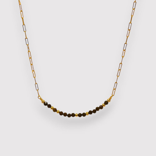 14K Gold Filled 16"+ 2" PaperClip Chain 15-3MM Onyx Bead Necklace 14K Gold Filled 16"+ 2" PaperClip Chain 15-3MM Onyx Bead Necklace