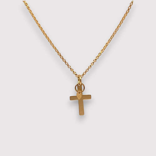 Rolo Large Cross W/Small Heart "Love, Faith" Necklace Rolo Large Cross W/Small Heart "Love, Faith" Necklace