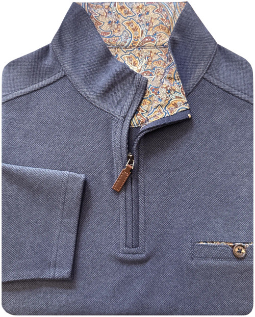 Birdseye Soft Brushed 1/4 Zip- Blue