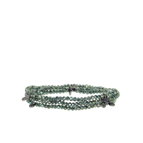 Mini Crystal Disc Beaded Stretch Bracelet - Hematite Forest Mini Crystal Disc Beaded Stretch Bracelet - Hematite Forest
