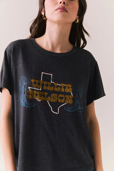 Willie Nelson Texas Boots Tee-Vintage Black