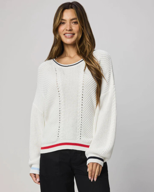 Viienna Tipped Sweater - White Multi