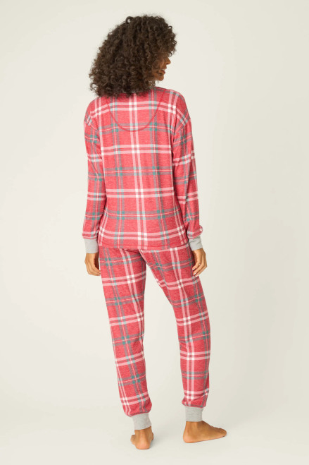 Let's Get Toasty Red Plaid Jammie Pant-Samba Red
