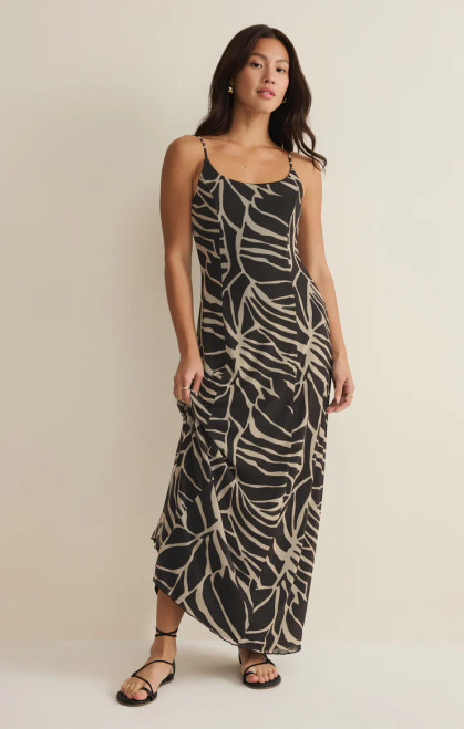 Charisma Tova Palm Midi Dress-Black