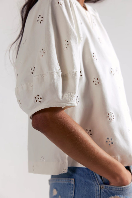 Jessie Eyelet Tee - Whisper White