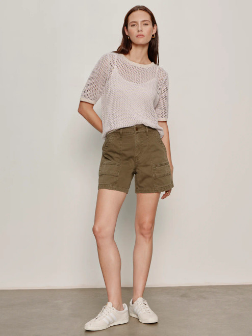 Open Knit Sweater Tee-Petal/Rich Collagen Stripe