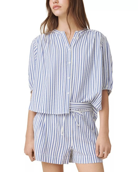 Madelyn Stripe Short - White/Azure
