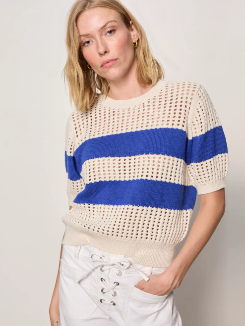 Beachside Openwork Tee - Collagen W/Luminous Blue