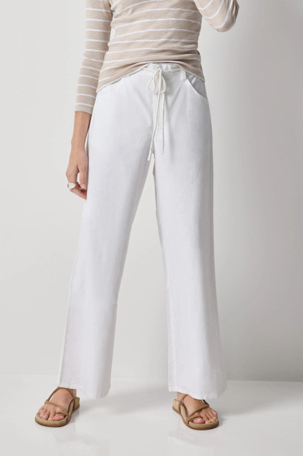 Linen Blend Straight Leg Pant - White