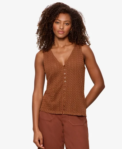 No Rush Button Front Tank - Ancient Clay