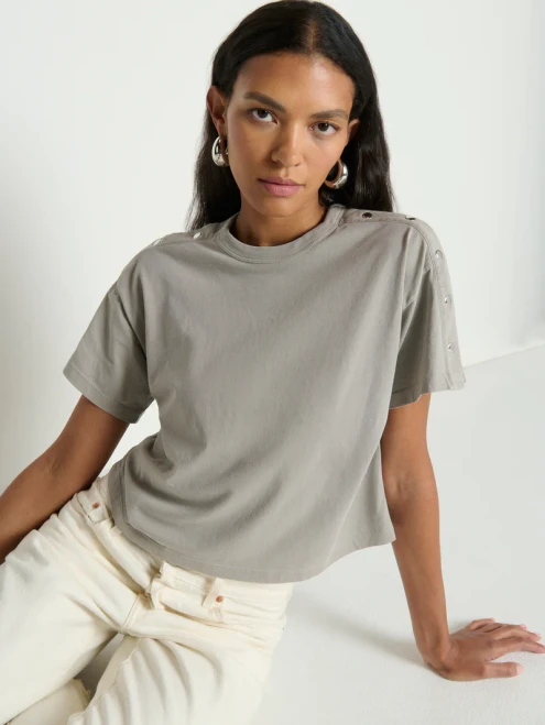 Ada Button Tee - Cement