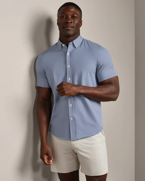 Commuter Short Sleeve Shirt - Indigo Blue Micro