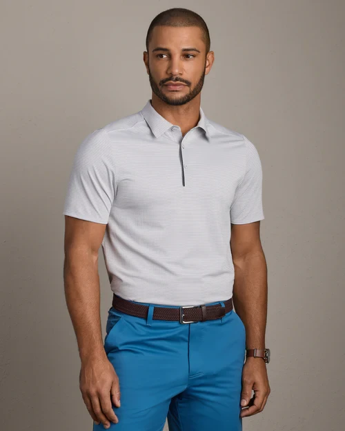 Approach Tech Polo - Sleet Gray Seersucker