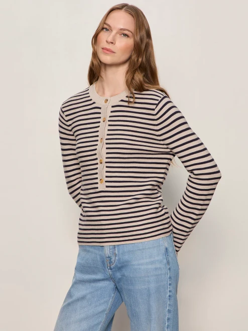 Everyday Henley Sweater-Dark Opal/Inkstorm Stripe