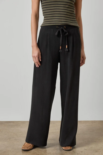 Full Length Pleated Waffle Knit Pant | Women's Pants