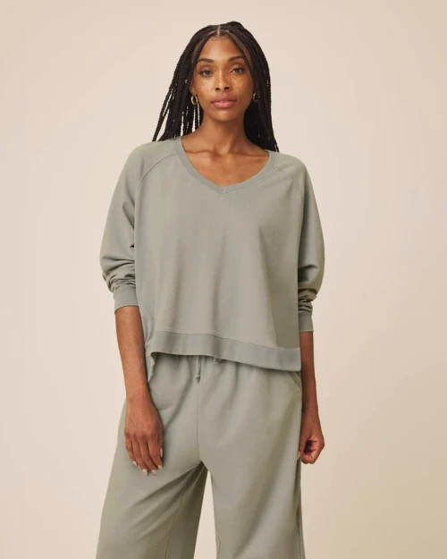 Cropped V-Neck Sweatshirt | Women's Lightweight Terry