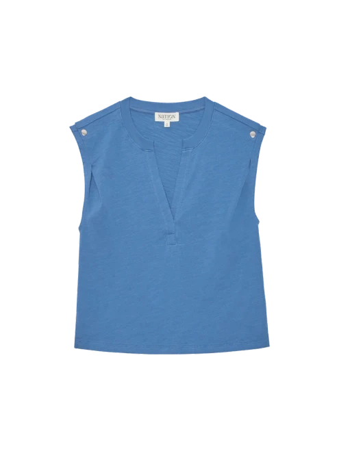 V-Neck Snap Placket Tank | Women's Cotton Tank